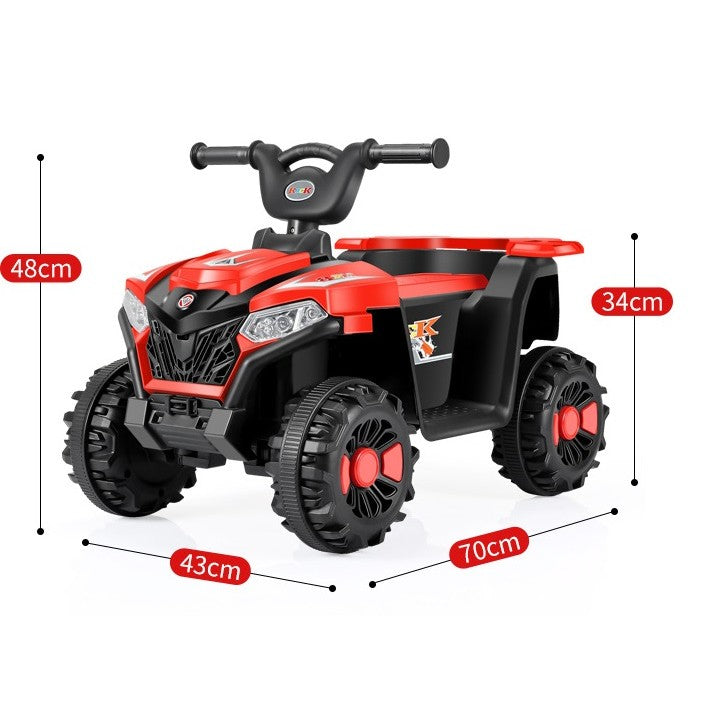 Masinuta Electrica, pe 4 Roti, Tip ATV, cu Acumulator, Sistem Anti-Rasturnare, Sistem de Lumini si Sunet, 2-5 Ani, 70 x 43 x 48 cm, Rosu