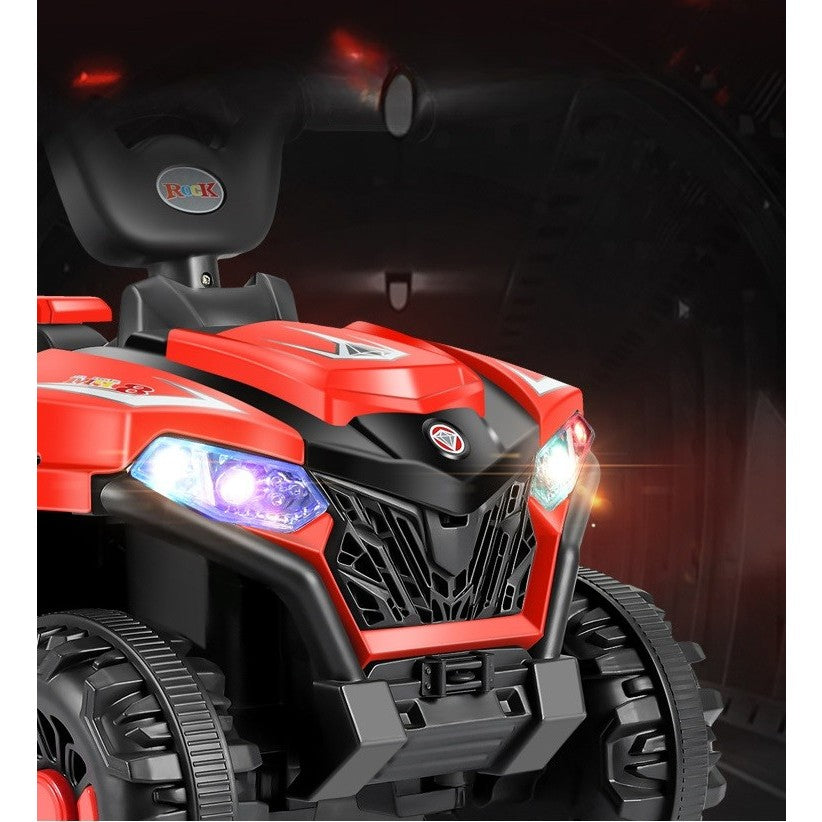 Masinuta Electrica, pe 4 Roti, Tip ATV, cu Acumulator, Sistem Anti-Rasturnare, Sistem de Lumini si Sunet, 2-5 Ani, 70 x 43 x 48 cm, Rosu