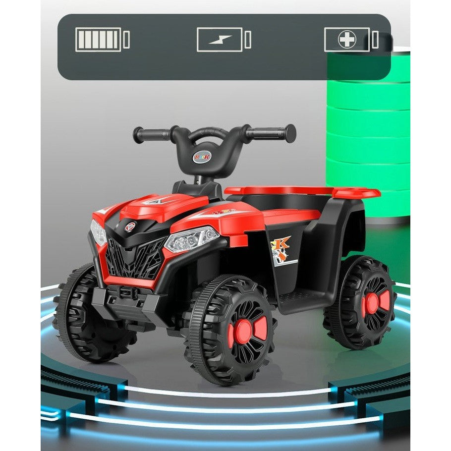 Masinuta Electrica, pe 4 Roti, Tip ATV, cu Acumulator, Sistem Anti-Rasturnare, Sistem de Lumini si Sunet, 2-5 Ani, 70 x 43 x 48 cm, Rosu