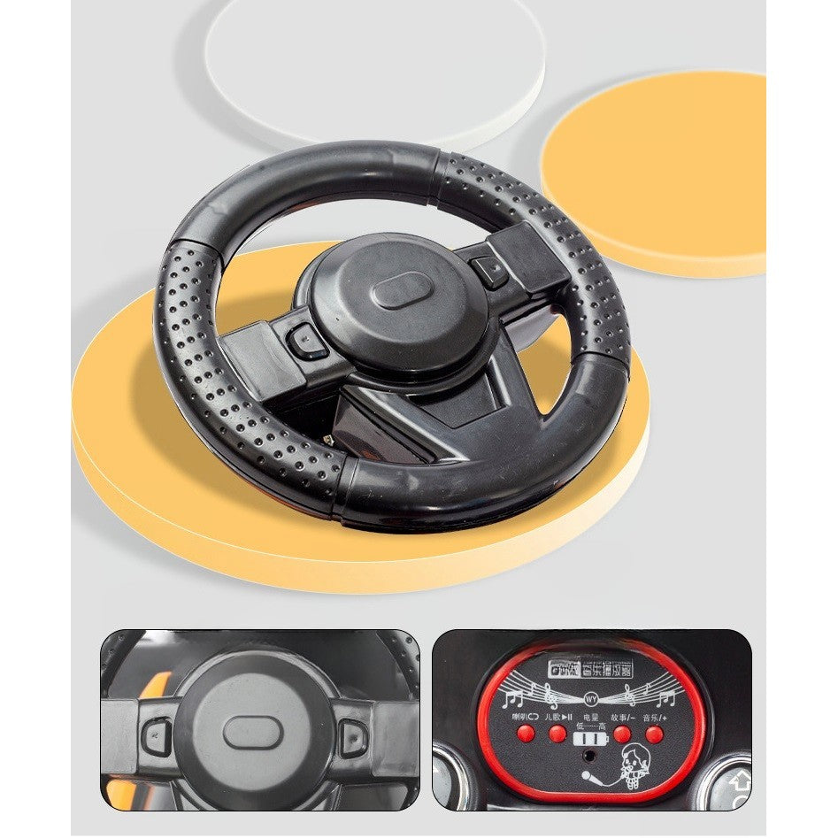 Masinuta Electrica, Tip Excavator, Brat Electric cu Maneta de Control, Spatar si Bare Laterale, Sistem Muzica si Lumini, 1-8 Ani, 72 x 36 x 50 cm, Portocaliu