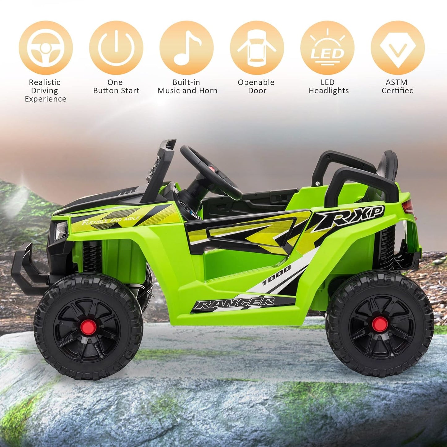 Masinuta electrica,model jeep cu telecomanda,muzica,lumini,usb, varsta 2-5 ani