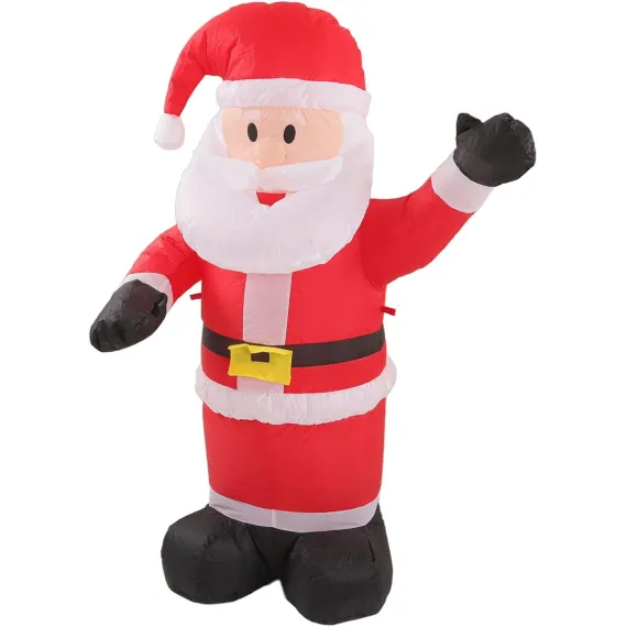 Moș Crăciun Gonflabil Uriaș, 240 cm Înălțime, 130 cm Lățime, Cu Lumini LED, Ventilator Inclus, Ideal pentru Decoruri de Crăciun