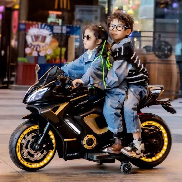 Motocicleta electrica copii, cu 2 locuri, 2 motoare, pornire la cheie