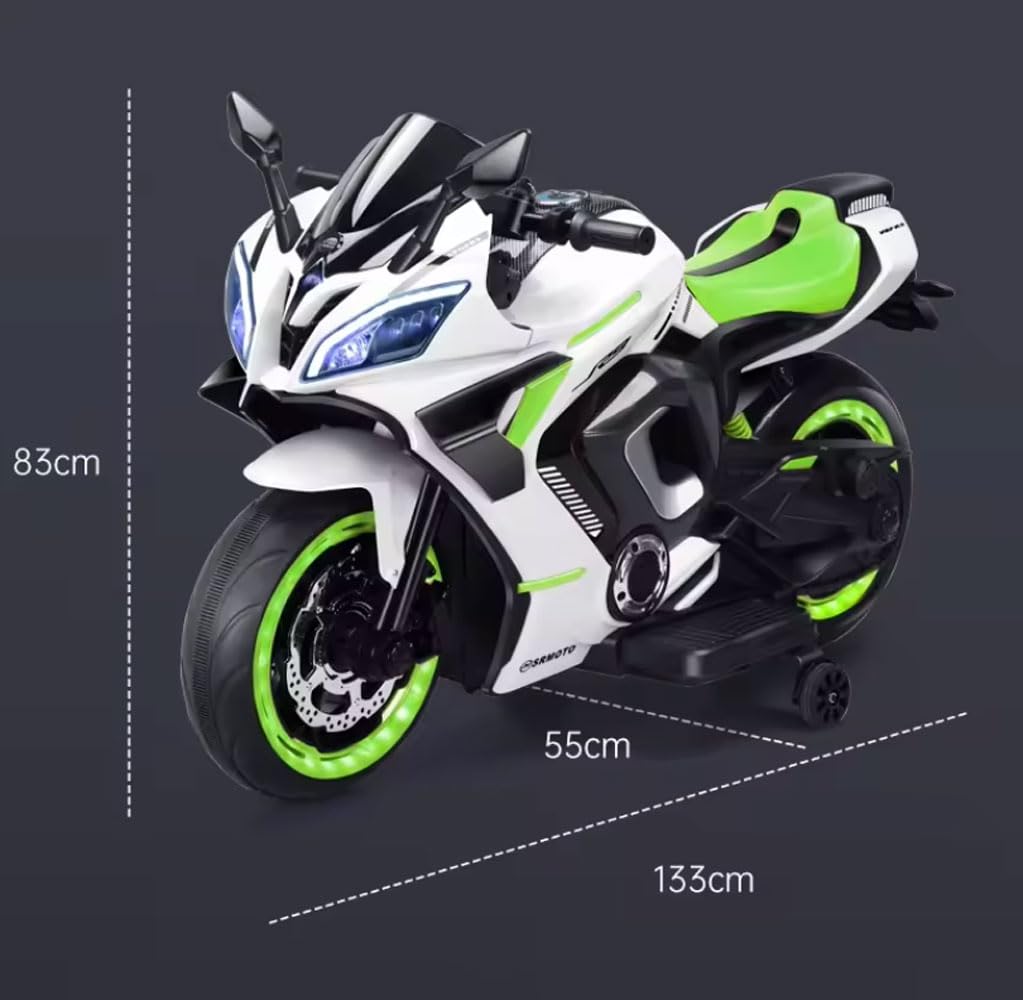 Motocicleta electrica copii, cu 2 locuri, 2 motoare, pornire la cheie