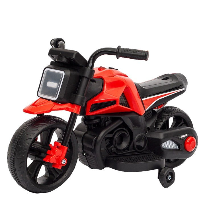 Motocicleta Electrica cu 2 Roti Mari si 2 Roti Ajutatoare, Acumulator Incarcare, Anti-Rasturnare, Lumini, Muzica, Motor:380, Baterie 6V4.5, 41.5x70x34 cm, 4.5 Kg, 3 Ani+, Alb Negru