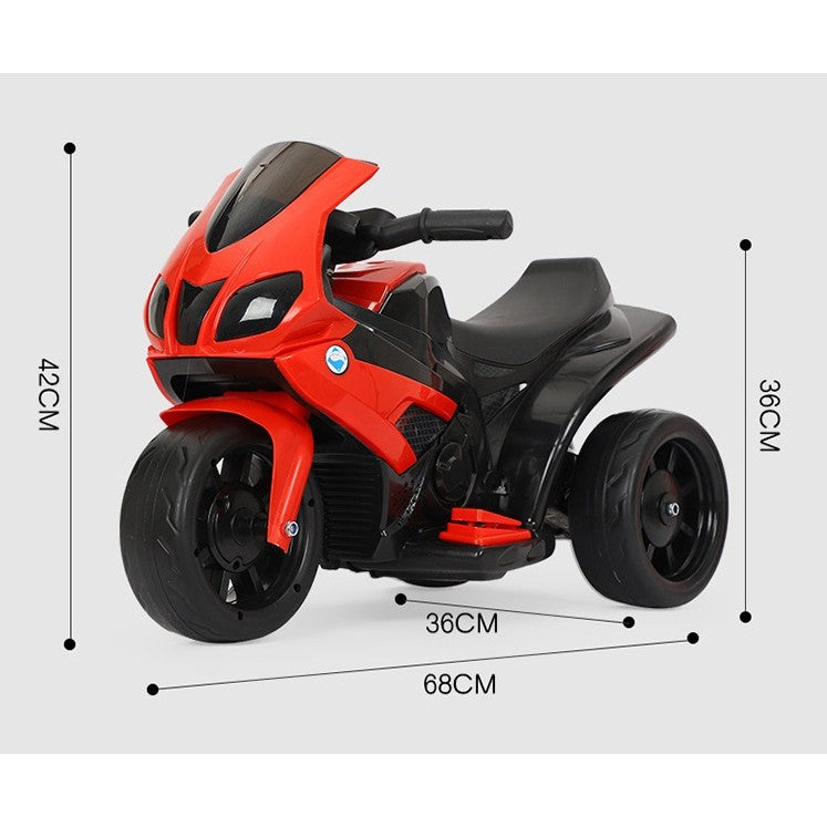 Motocicleta Electrica, cu Acumulator, cu Sistem Anti-Rasturnare, Sistem de Lumini si Sunet, 1-4 Ani, 42 x 68 x 36 cm, Rosu