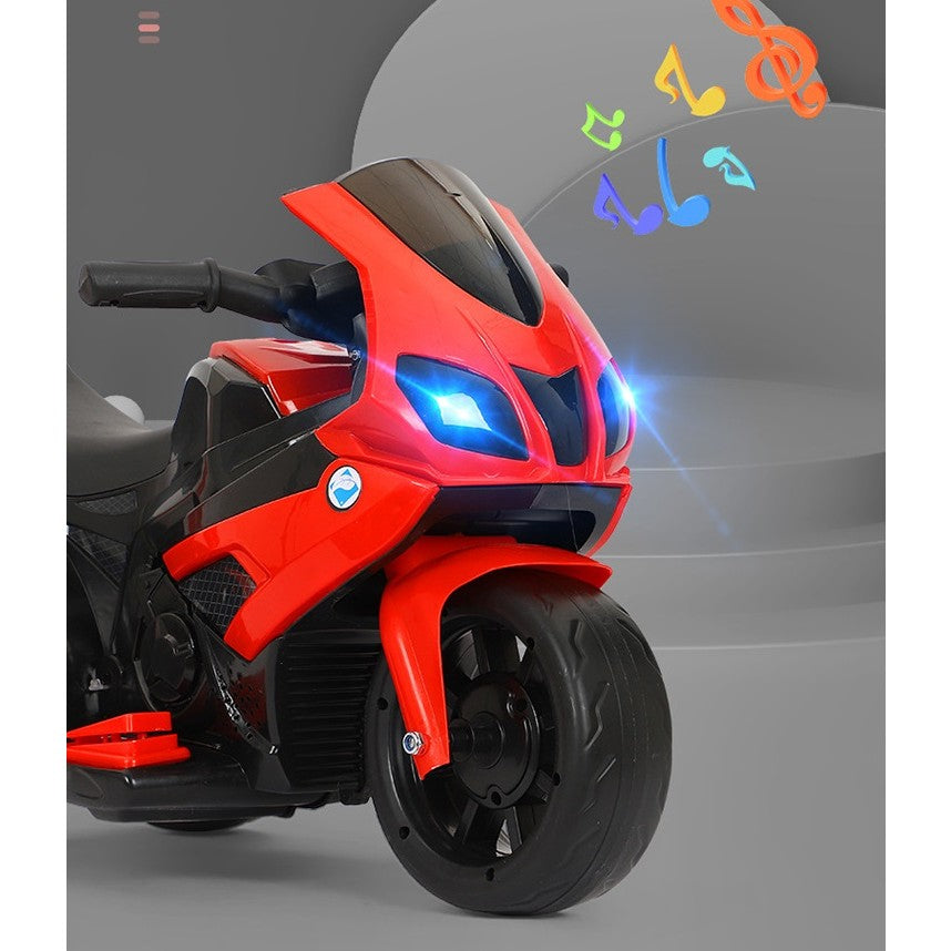 Motocicleta Electrica, cu Acumulator, cu Sistem Anti-Rasturnare, Sistem de Lumini si Sunet, 1-4 Ani, 42 x 68 x 36 cm, Rosu