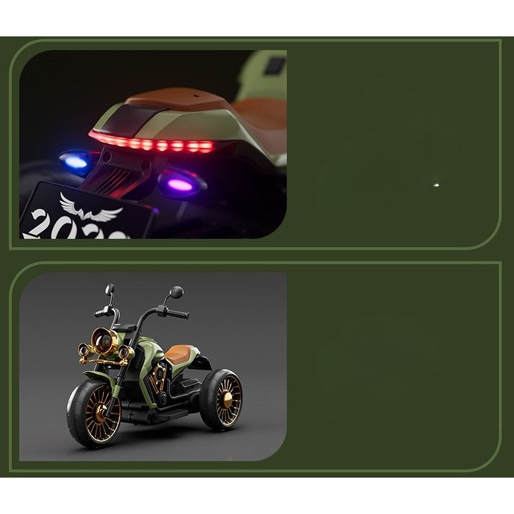 Motocicleta Electrica cu Acumulator, Bluetooth, Sistem Anti-Rasturnare, Sistem de Lumini si Sunet, 1-8 Ani, 93 x 48 x 63 cm, Verde