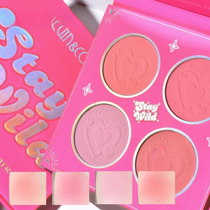 Paleta de Blush, KEVIN&COCO, 4 Culori Stay Wild, 12.2 x 12.2 x 0.9 cm, Valabilitate 5 ani