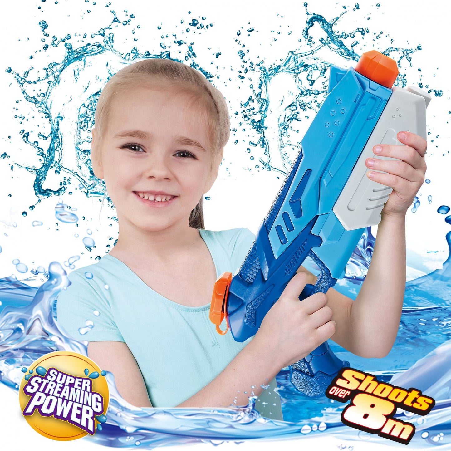Pistol cu Apa pentru Copii, Rezervor, Pentru Piscina/Plaja, 6ani+, Albastru, 900ML