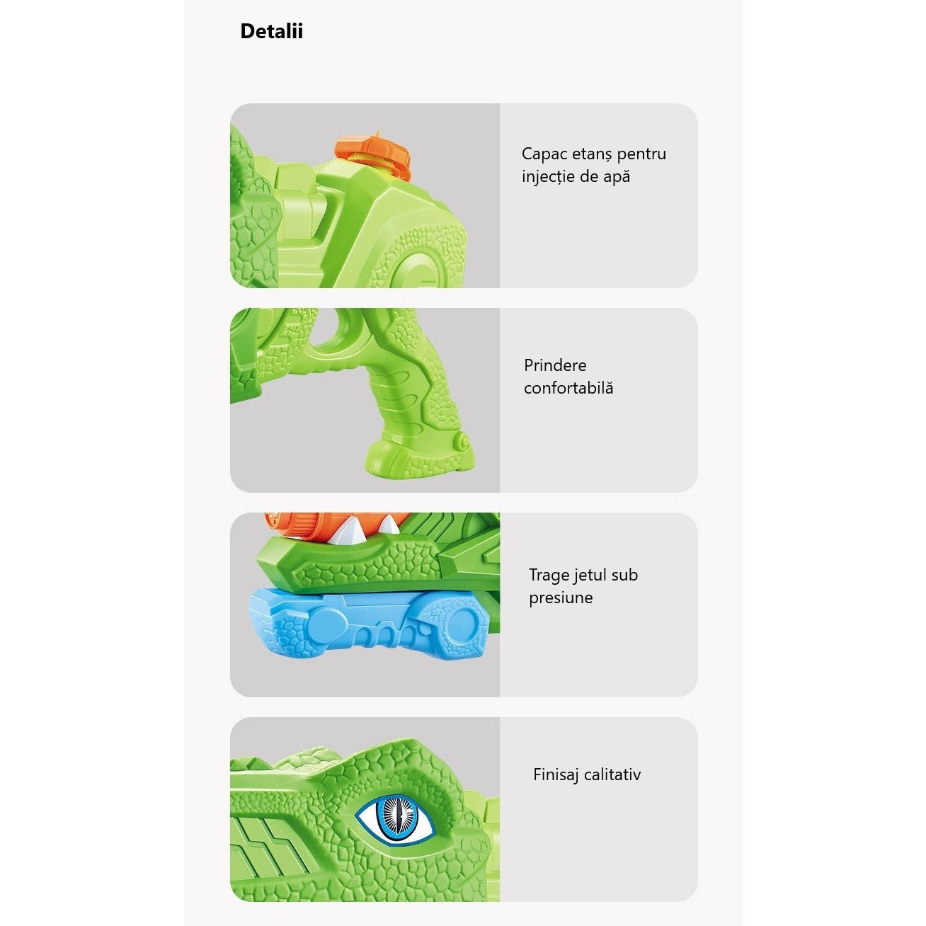 Set 2x Pistol cu Apa pentru Copii, Rezervor, Pentru Piscina/Plaja, Flippy, 6ani+, Tiranozaur, Roz + Verde,660 ML