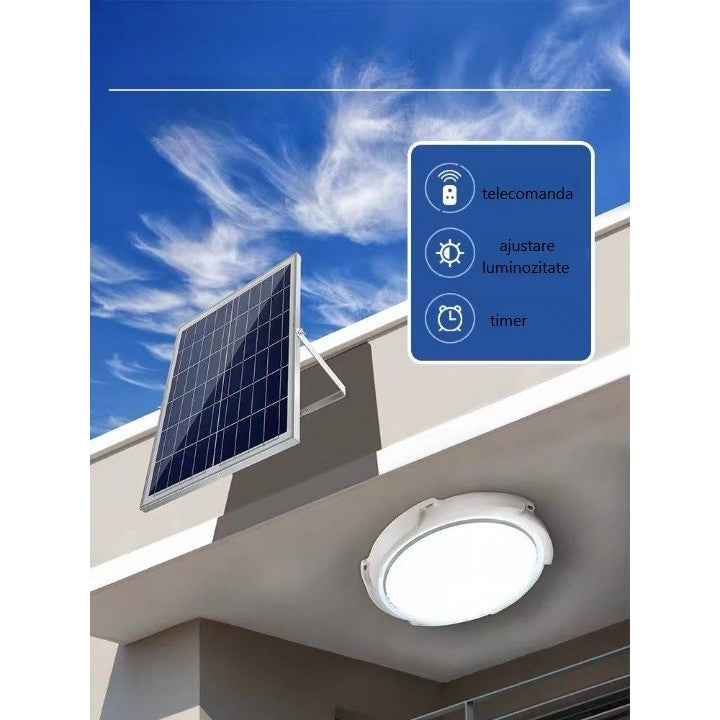 Plafoniera solara, 300 W, diametru 360 MM, cu telecomanda, Lungime prelungitor: 4.6 m, alb rece