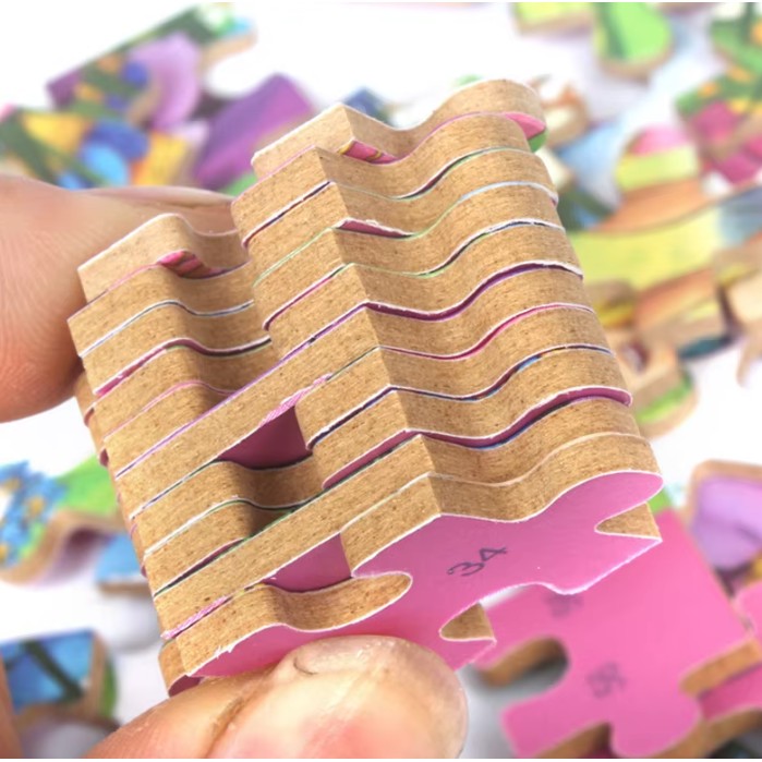 Puzzle 60 de Piese din Lemn in Cutie Metalica, Model Submarin, Educativ, Dezvoltare Abilitati Cognitive, pentru Prescolari, 22.5x13.5 cm, Multicolor