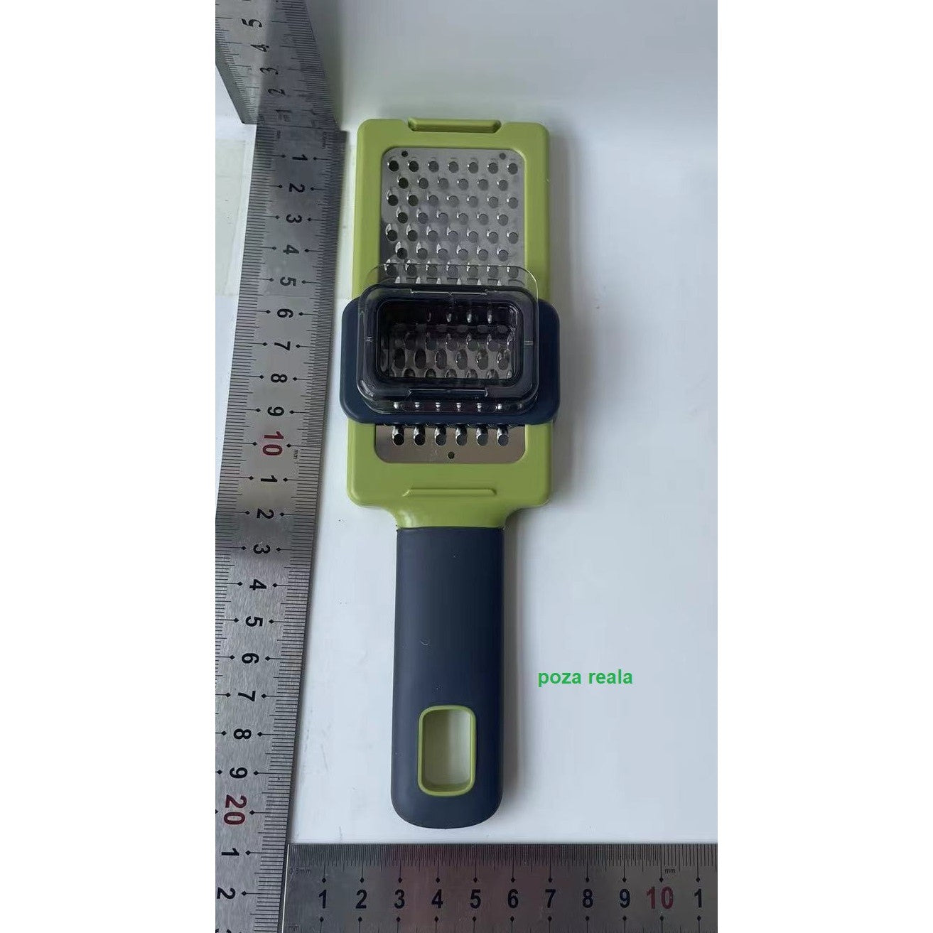 Razatoare Multifunctionala, pentru Ustuoi, Branza, Cascaval, 20.3 x 5.8 x 3.3 cm, Verde/Gri