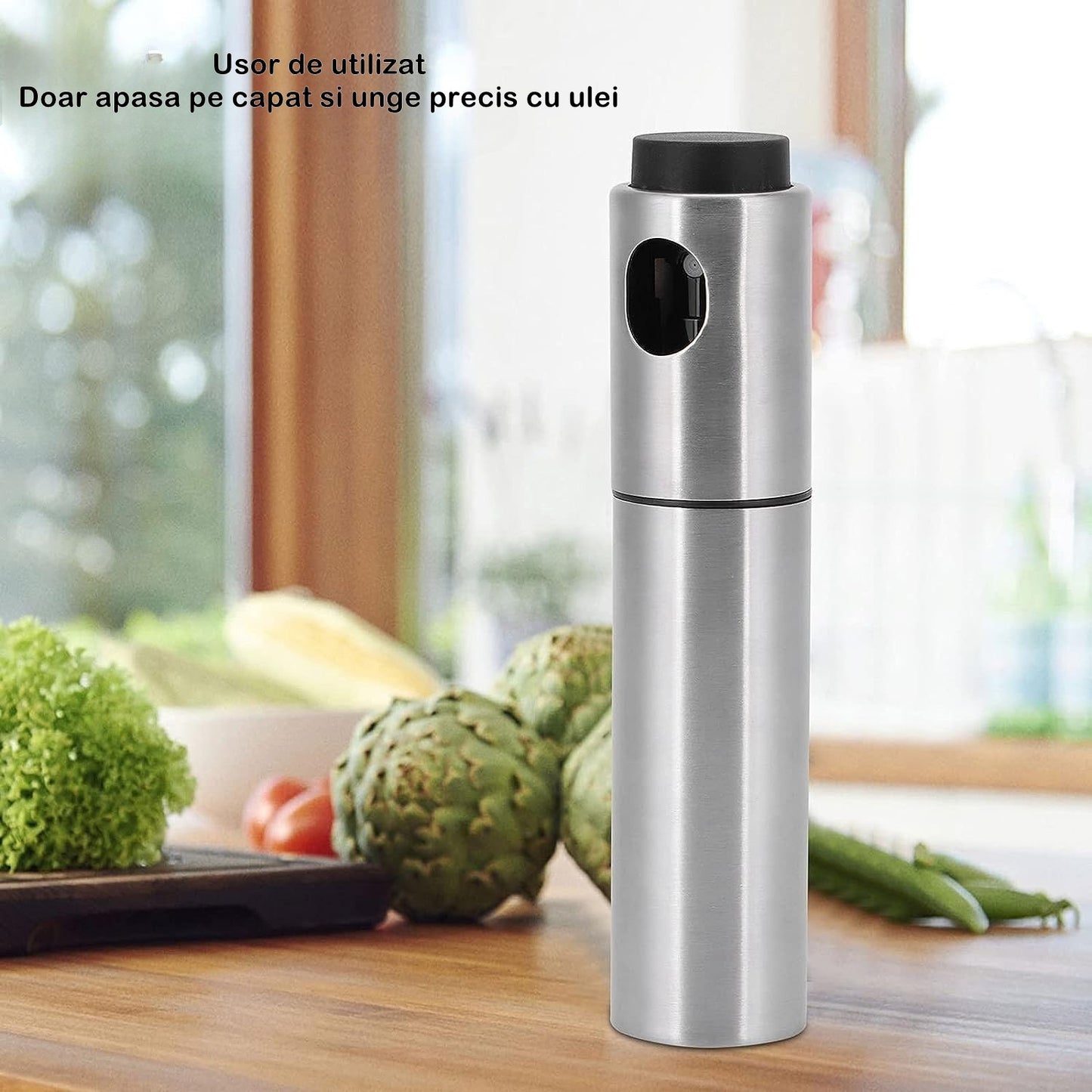 Pulverizator ulei, spray, material otel inoxidabil, manual, 100 ml, 17.7 x 4 cm, argintiu