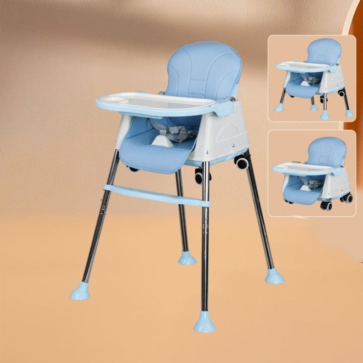 Scaun de Masa ERGONOMIC Pliabil 3in1, Reglabil, Multifunctional, 3 Pozitii, Masuta si Husa Detasabile, Roti, Centura de Siguranta, Ajustare Inaltime