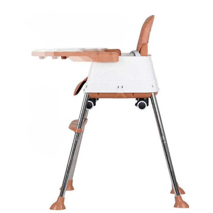 Scaun de Masa Pliabil 3in1, Reglabil, Multifunctional, 3 Pozitii, Masuta si Husa Detasabile, Roti, Centura de Siguranta, Ajustare Inaltime
