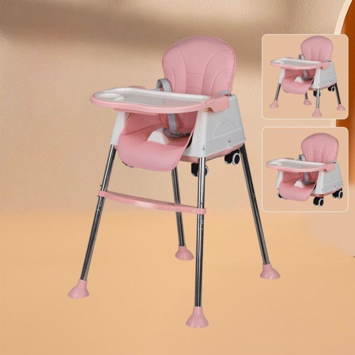 Scaun de Masa ERGONOMIC Pliabil 3in1, Reglabil, Multifunctional, 3 Pozitii, Masuta si Husa Detasabile, Roti, Centura de Siguranta, Ajustare Inaltime