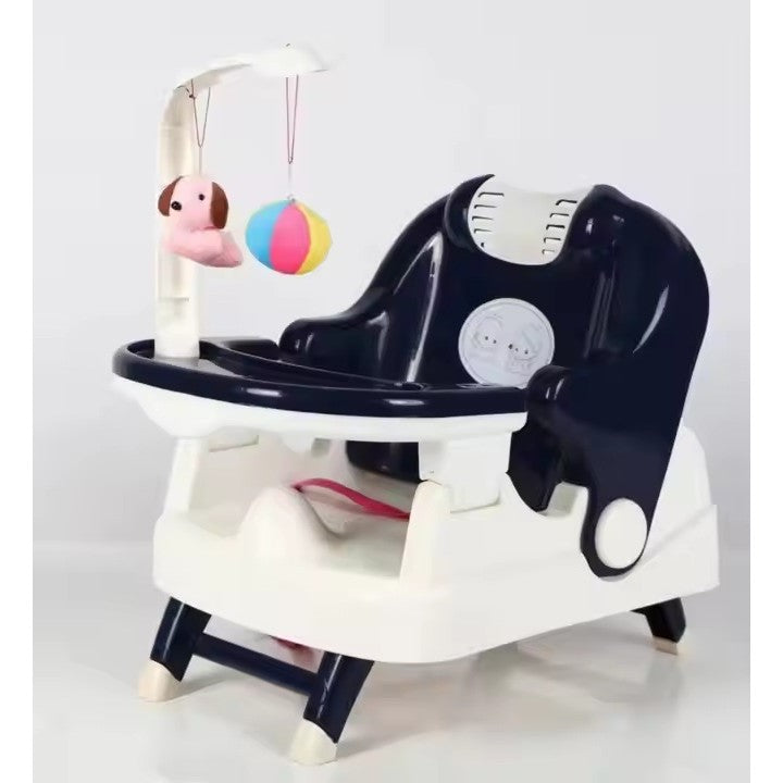 Scaun pentru Copii 2 in 1, pentru Servit Masa si pentru Baie, Multifunctional, Pliabil, Portabil, din Plastic, Spatar Reglabil, 58 x 39 cm, Albastru