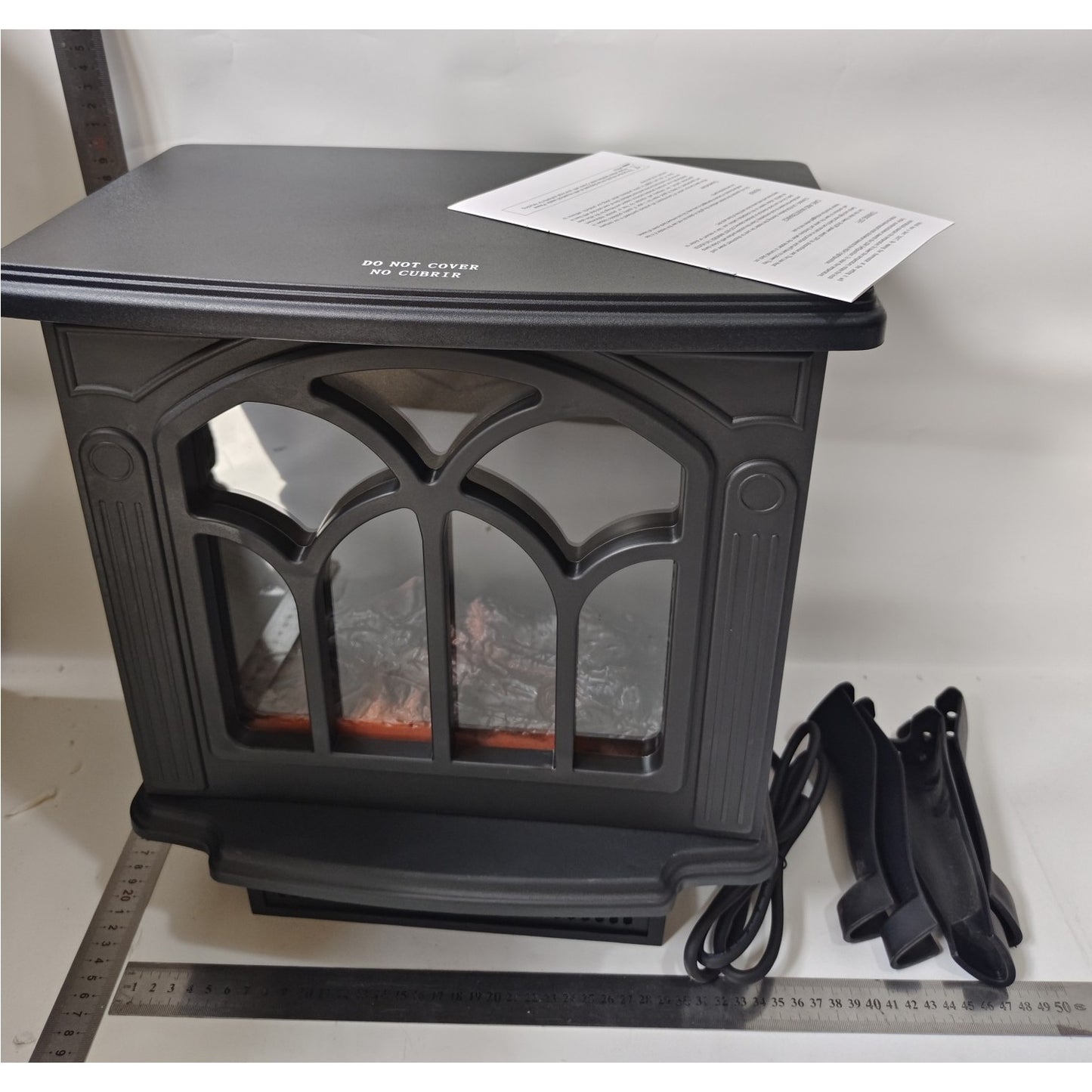 Semineu Electric, cu Efect Flacara, 1500/1200W, Incalzire PTC, 220 V, din Plastic Ignifug, 38 x 23 x 45 cm, Negru