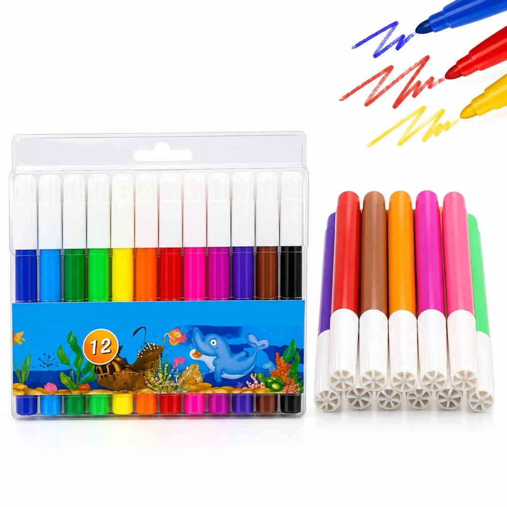 Set 12 Carioci Colorate pe Bază de Apă, 14cm