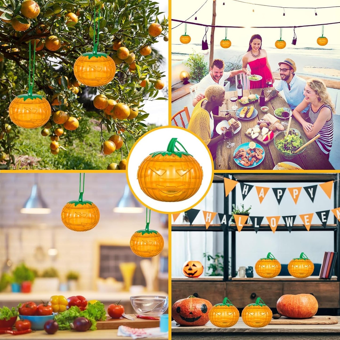 Set 2 Capcane pentru Insecte, Forma de Dovleac, 12x9.2x12.2 cm, din ABS, Portocaliu