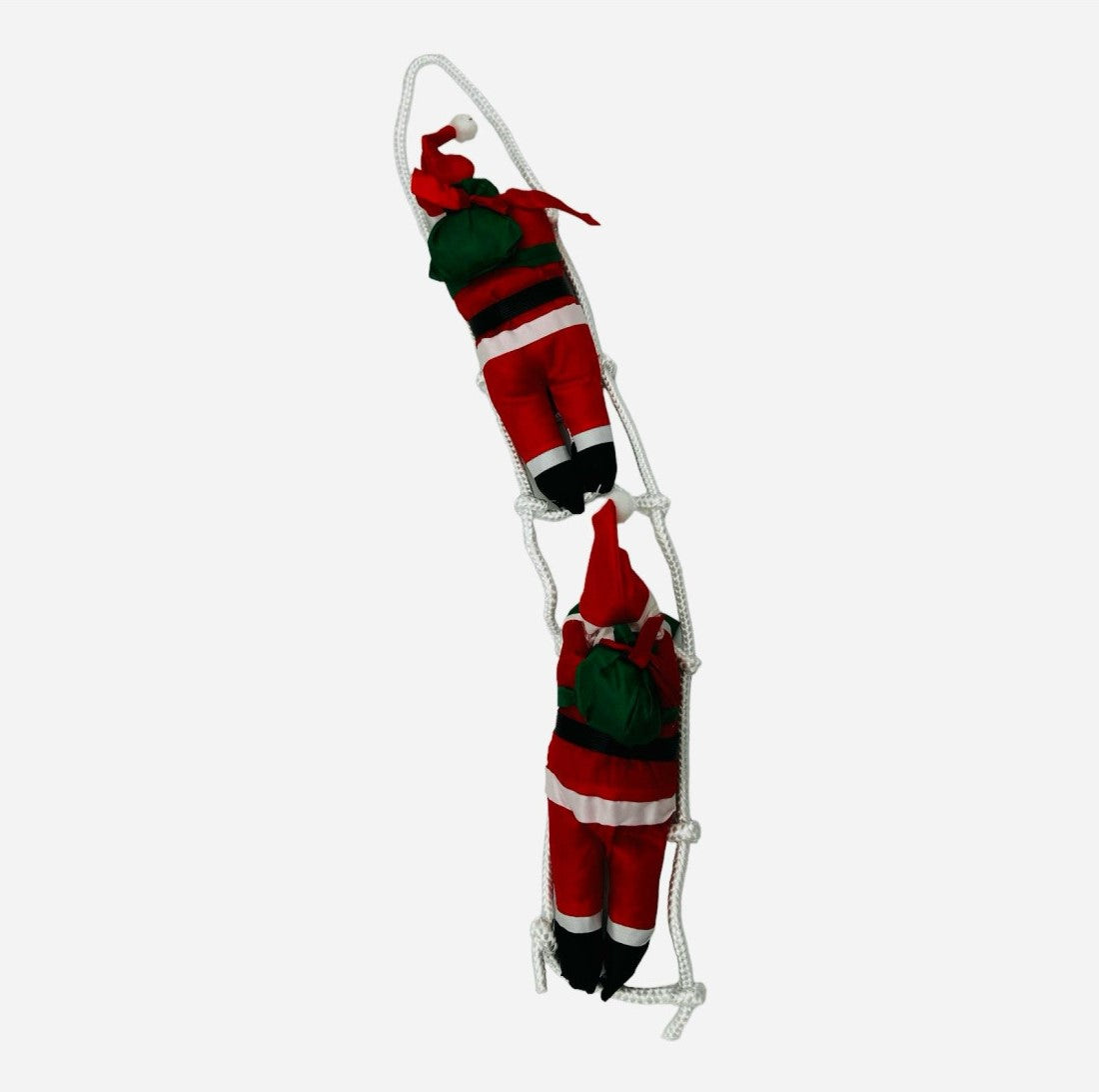 Decoratiune pentru Craciun, 2 Mos Craciun pe scara, 66CM