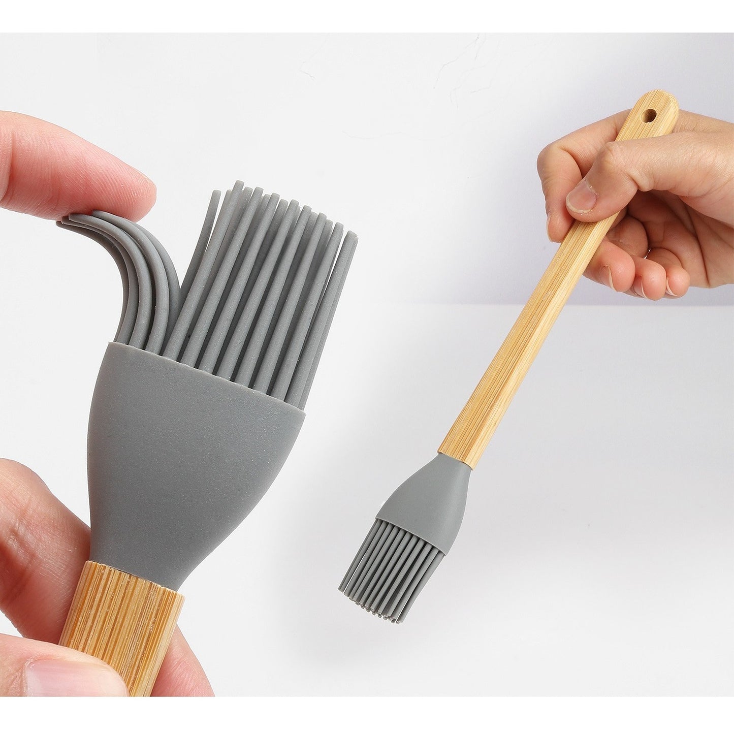 Set 5 Mini Spatule de Silicon, pensula, Stejar, Multicolor