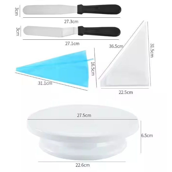 Set 55 Piese Ustensile pentru Ornare Prajituri, Flippy, din Plastic si Otel Inoxidabil, Multicolor