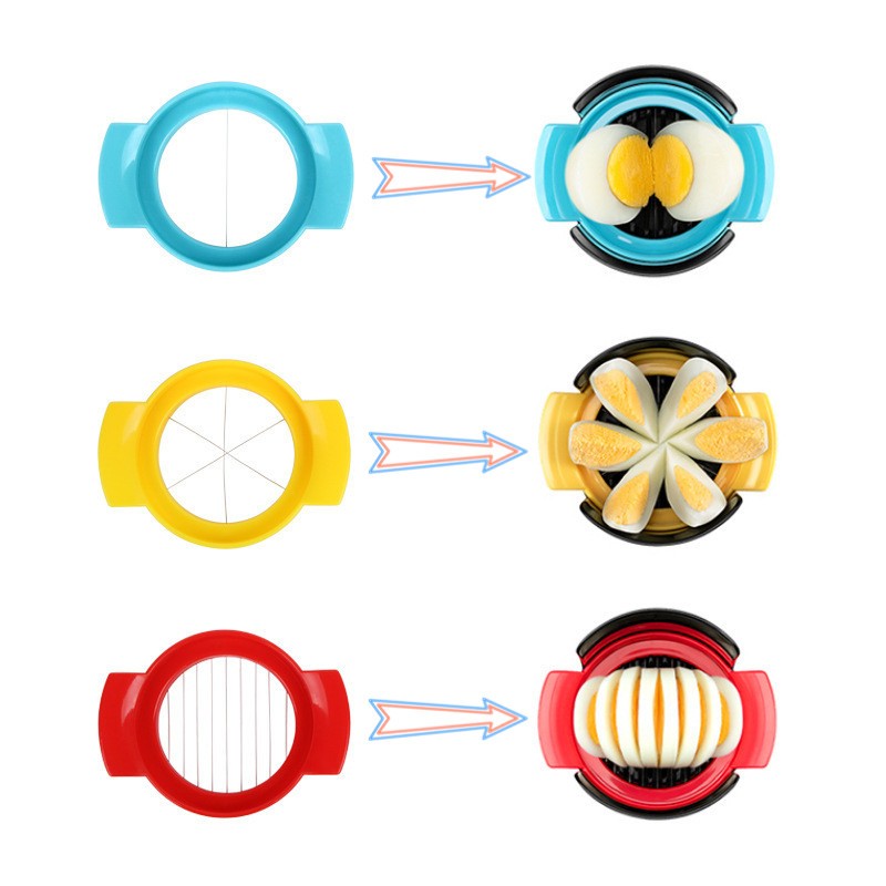 Set feliator 3 in 1 multifunctional, feliatoare pentru oua/fructe, PP/otel inoxidabil, multicolor, 9 x 10.5 x 5.5 cm