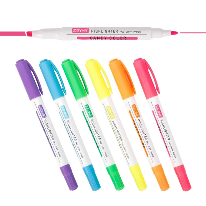 Set Markere Evidentiatoare 5 bucati , cu Doua Capete, Culori Neon, 14 cm