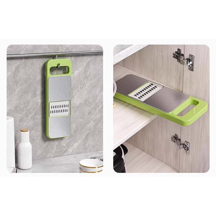 Set Multifunctional din 7 Piese, pentru Taierea si Maruntirea Legumelor, Uz Casnic,din Otel Inoxidabil, Gri-Verde