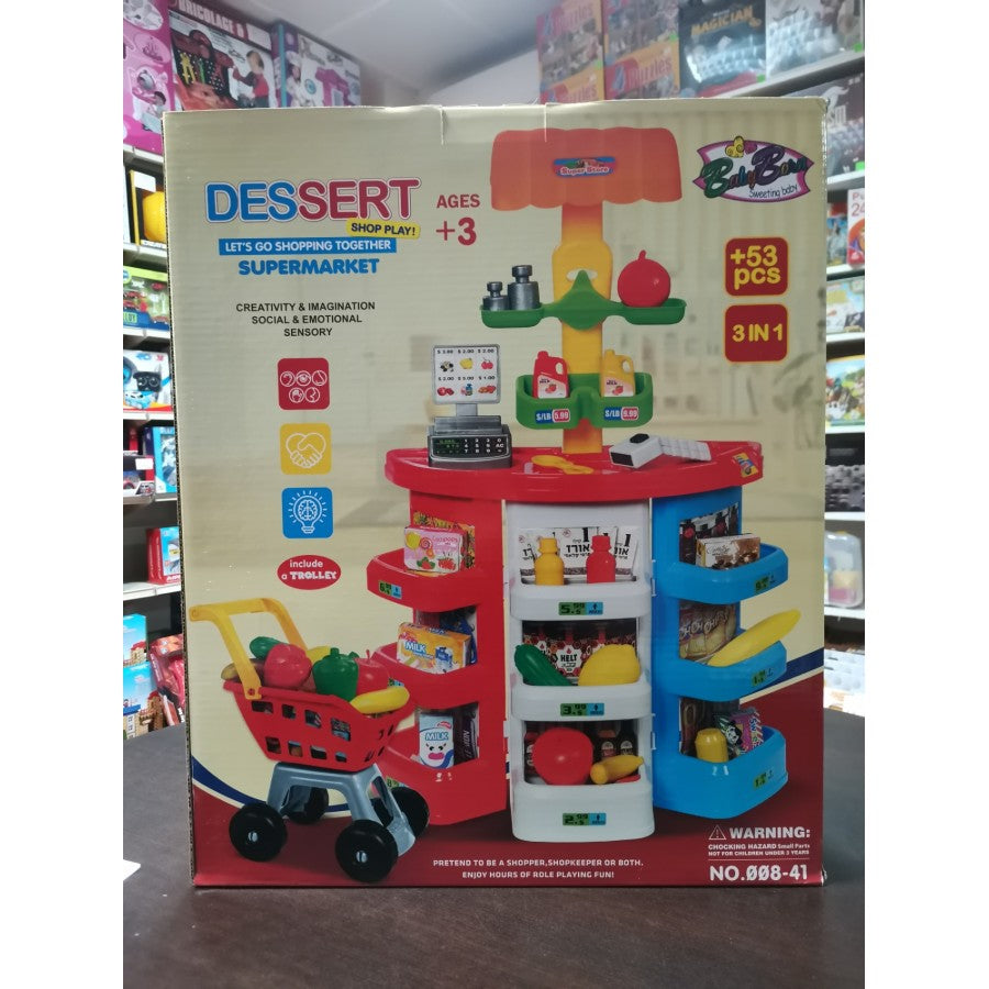 Set supermarket cu accesorii, 3 in 1, 53 piese, varsta 3+