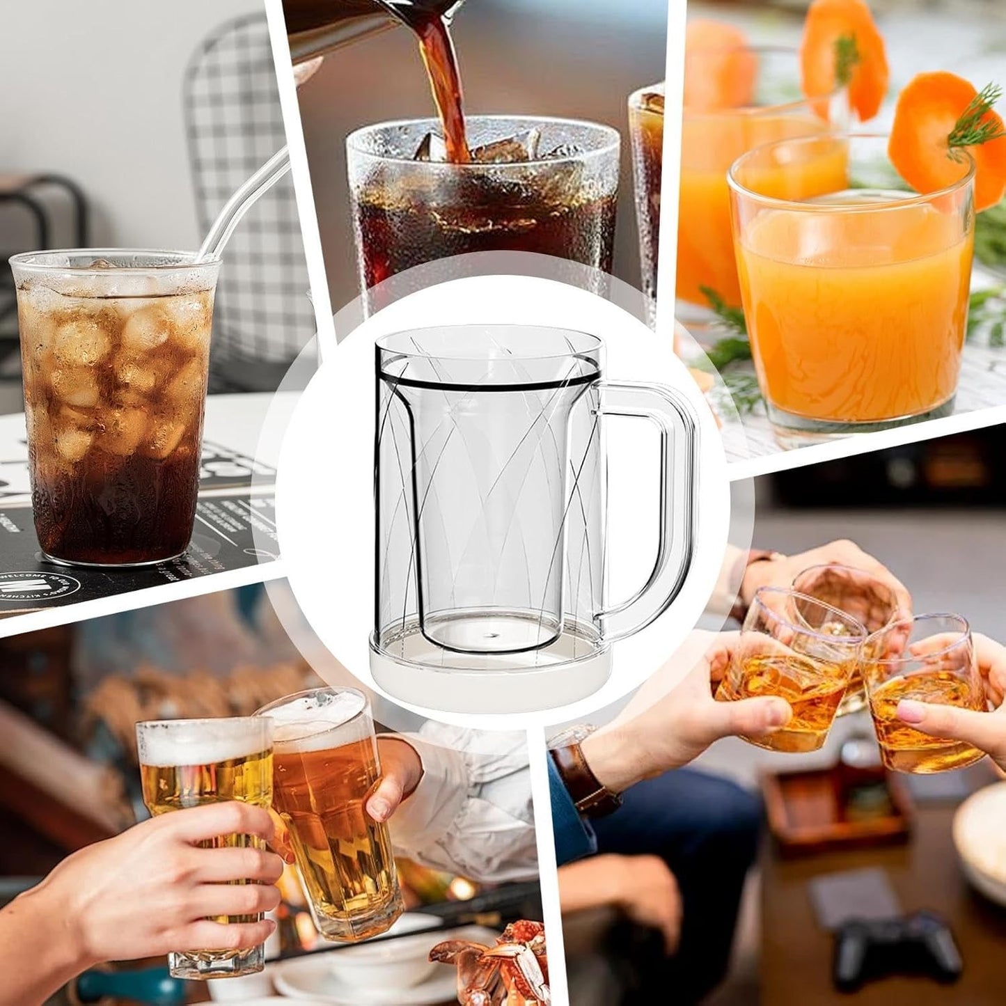 Cana Frigorifica cu Gheata, 14.2 x 10.4 x 14.7 cm, Plastic, 800 ml, Transparent