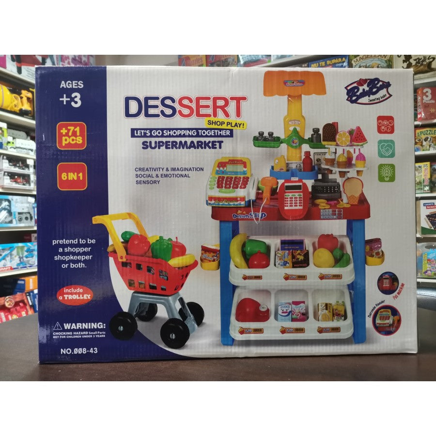 Set supermarket cu accesorii, 6 in 1, 71 piese, varsta 3+