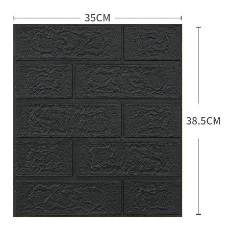 Set 10 x Placi Tapet Autocolant 3D cu Imitatie de Pietre, pentru Perete Bucatarie Sufragerie, Usor de Curatat, Rezistent la Apa, Autoadeziv, 30x30 cm, Negru