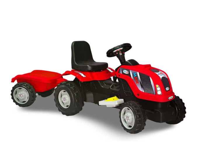 Tractor electric cu remorca,MMX, 6V, rosu