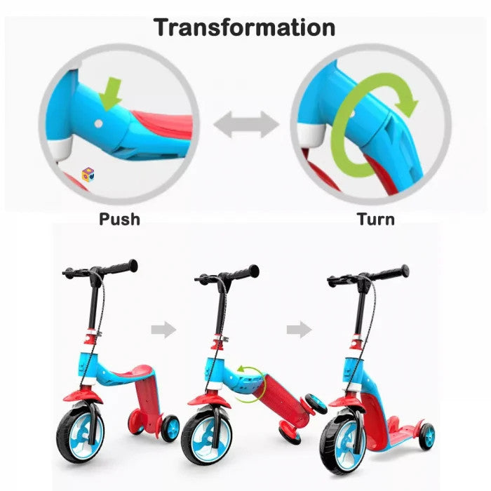 Trotineta ride-on convertibila 2 in 1, cu frane