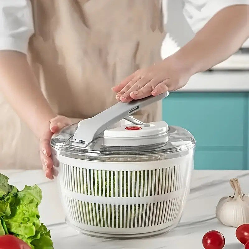 Uscator Manual pentru Salata si Verdeturi, Plastic, 16x15x21 cm, Capacitate 3L, Alb