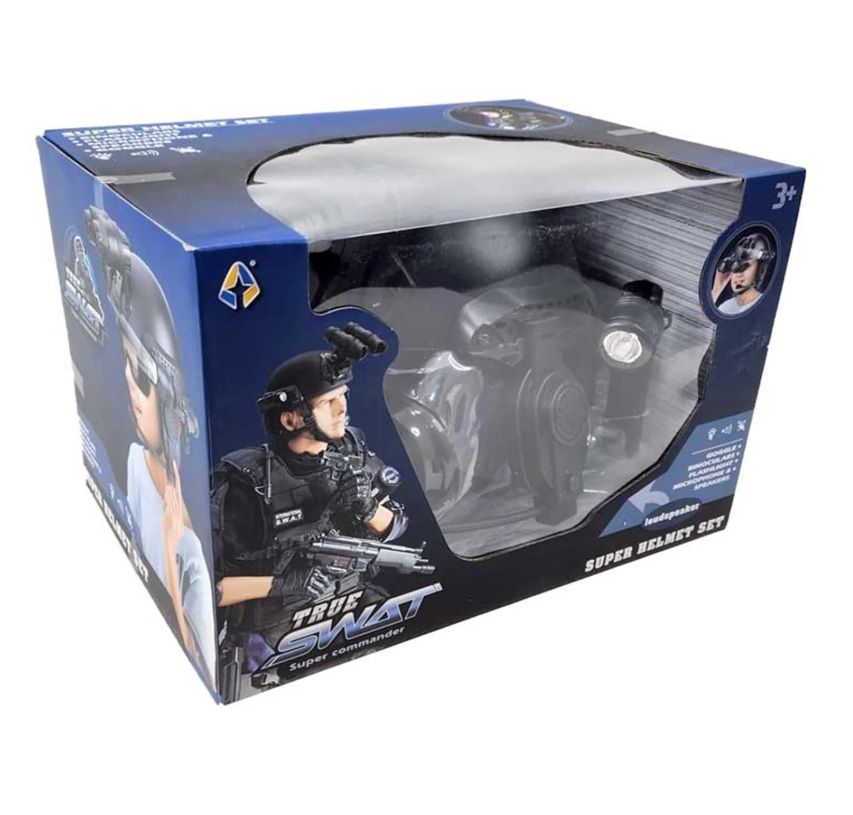 Joc de Rol Soldat, Cască cu Stație, Lanternă și Binoclu, Ajustabilă, Pentru Copii 3+