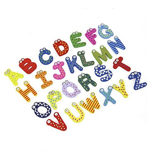 Set 26 Magneti de Frigider pentru Copii,  Model Alfabet A-Z, Figurine Amuzante, din Lemn, Multicolor, 3 ani +