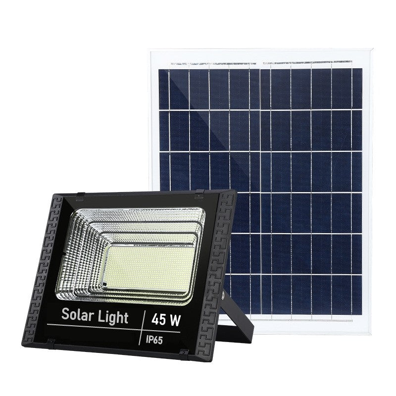 Proiector LED SMD 45W cu incarcare solara, panou solar, cu telecomanda, suport prindere, material ABS, 1.5AH, 170 LED-uri, 133Lm, 13.1x14.5 cm, negru