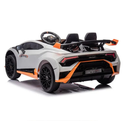 Masinuta Electrica 12V Lamborghini STO -Alba cu Telecomanda , recomandat pentru copii 3-8 ani