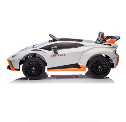 Masinuta Electrica 12V Lamborghini STO -Alba cu Telecomanda , recomandat pentru copii 3-8 ani