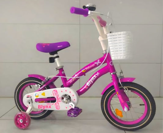 Bicicleta Fete Cu Pedale , Roti Ajutatoare Ajustabile, Stop si Cosulet , 16 Inch, Varsta 5-8 Ani, Mov