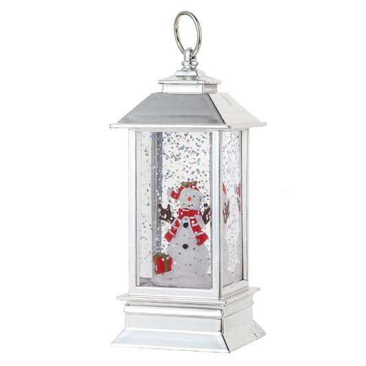 Felinar de Craciun, cu Lumina LED, Ornament Model Om de Zapada, 5.3x5.3x13 cm, Alb