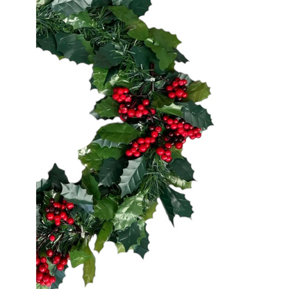 Coronita Decorativa pentru usa, cu frunze si merisoare, 23x10CM