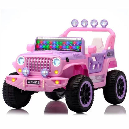Mașinuță Electrică pentru Copii 12V, 2 Locuri, Cu Telecomandă, Lumini LED și Sistem Audio, Roz