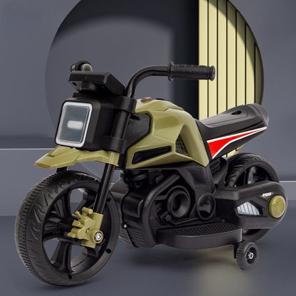 Motocicleta Electrica cu 2 Roti Mari si 2 Roti Ajutatoare, Acumulator Incarcare, Anti-Rasturnare, Lumini, Muzica, Motor:380, Baterie 6V4.5, 41.5x70x34 cm, 4.5 Kg, 3 Ani+, Alb Negru