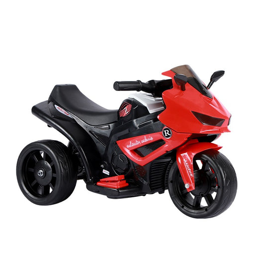 MOTOCICLETĂ ELECTRICĂ CU 3 ROTI, ACUMULATOR ÎNCARCARE, ANTI-RASTURNARE, LUMINI, SUNETE, OFF-ROAD, BATERIE 6V 4.5AH, TELECOMANDA, 66X34X43CM, ROSU